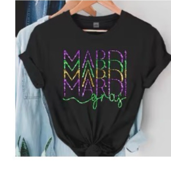 Tops - Black Mardi Gras Graphic T-Shirt